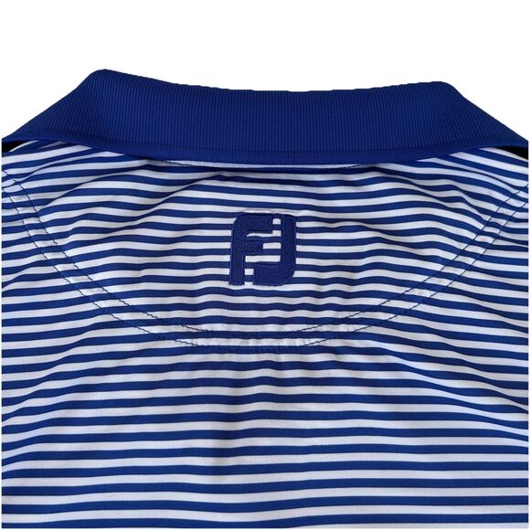 FootJoy FJ Mens Golf Polo Shirt Size Medium Solid Blue Collar Blue Stripe - Picture 8 of 9